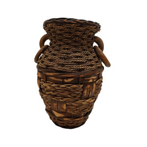 Wicker Terracotta Pottery Vase 2 Handles With O-rings